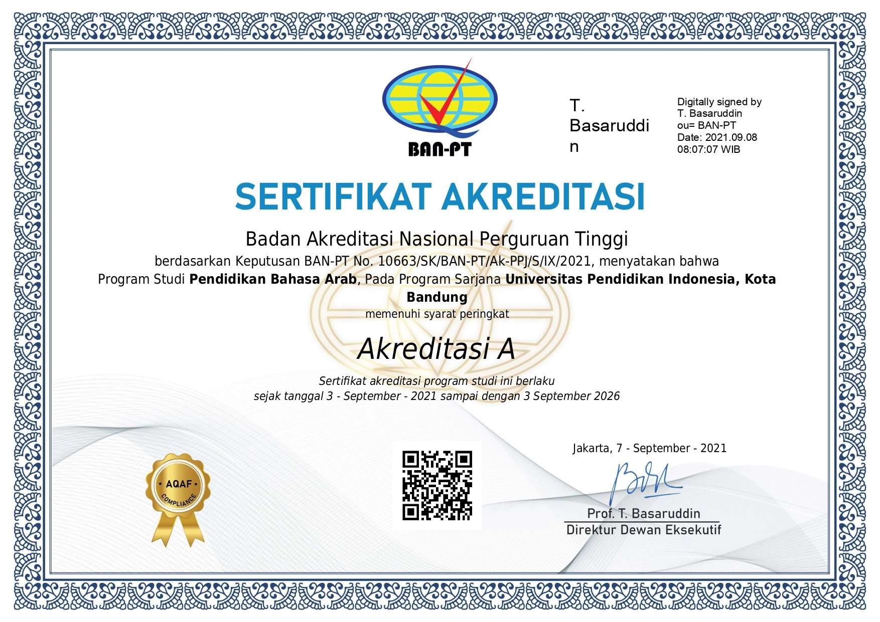 Sertifikat Akreditasi BAN-PT