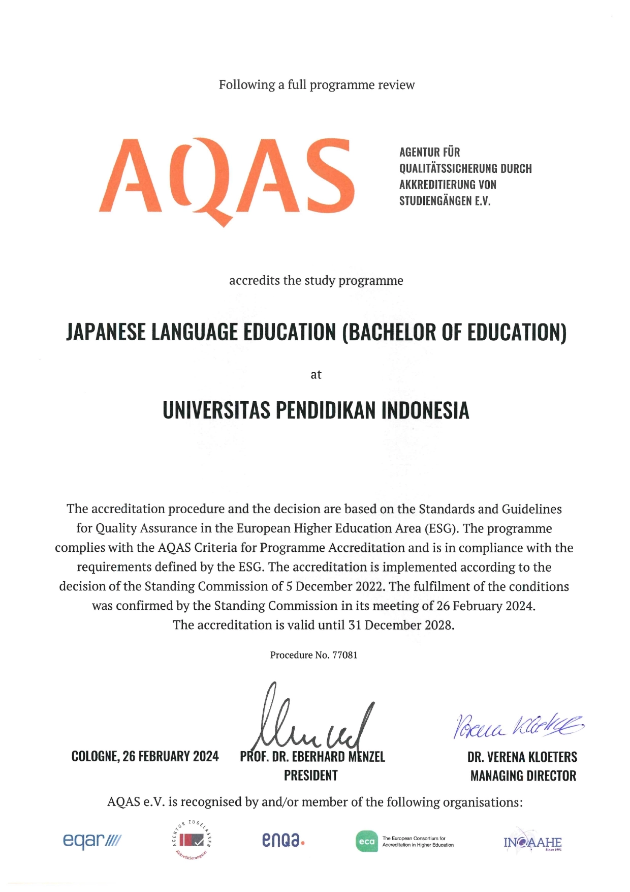 Sertifikat AQAS