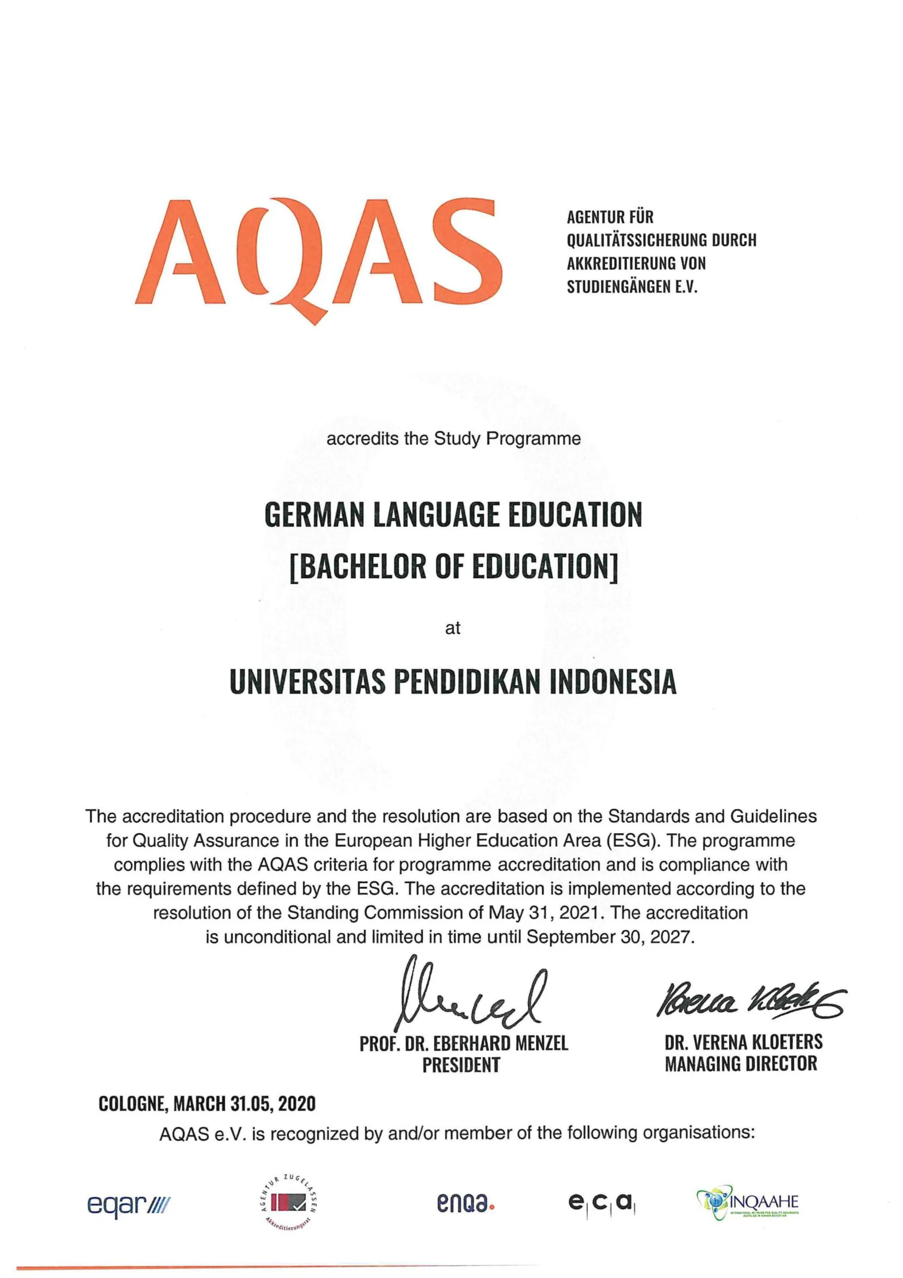 Sertifikat AQAS