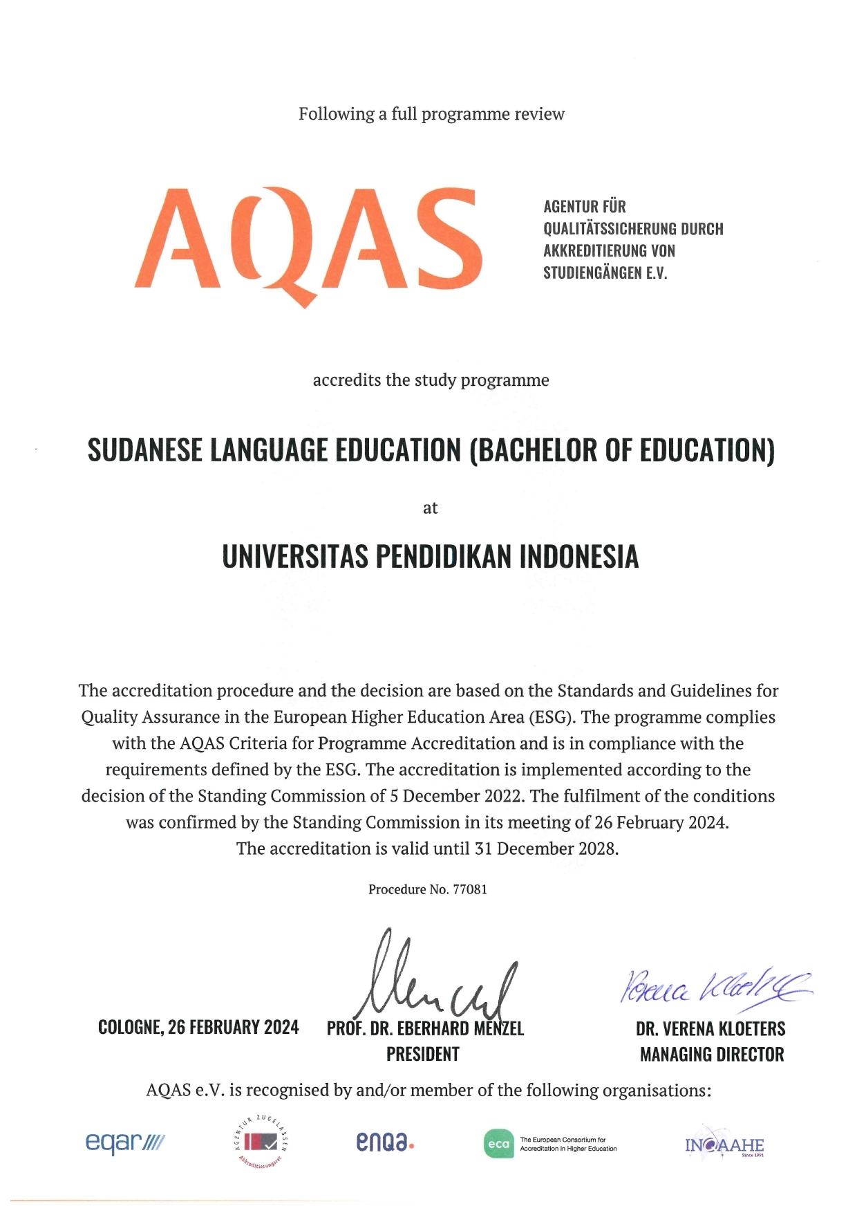 Sertifikat AQAS