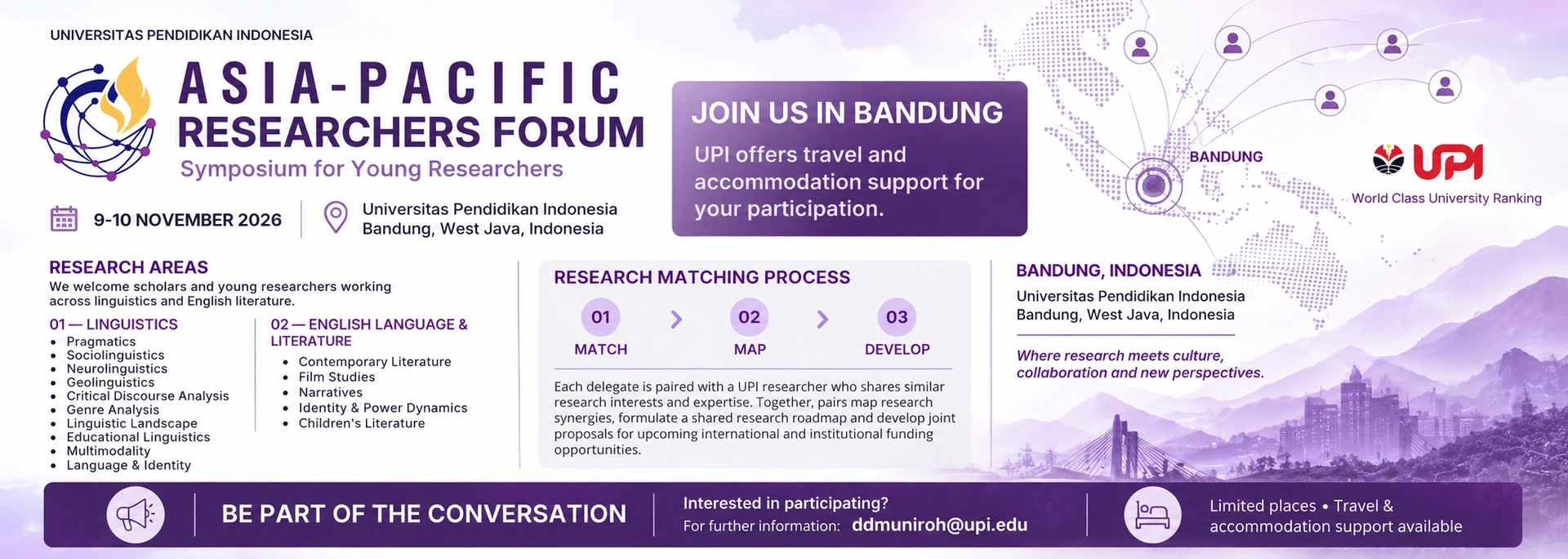 Asia-Pacific Researchers Forum, 9-10 November 2026 di Universitas Pendidikan Indonesia, Bandung