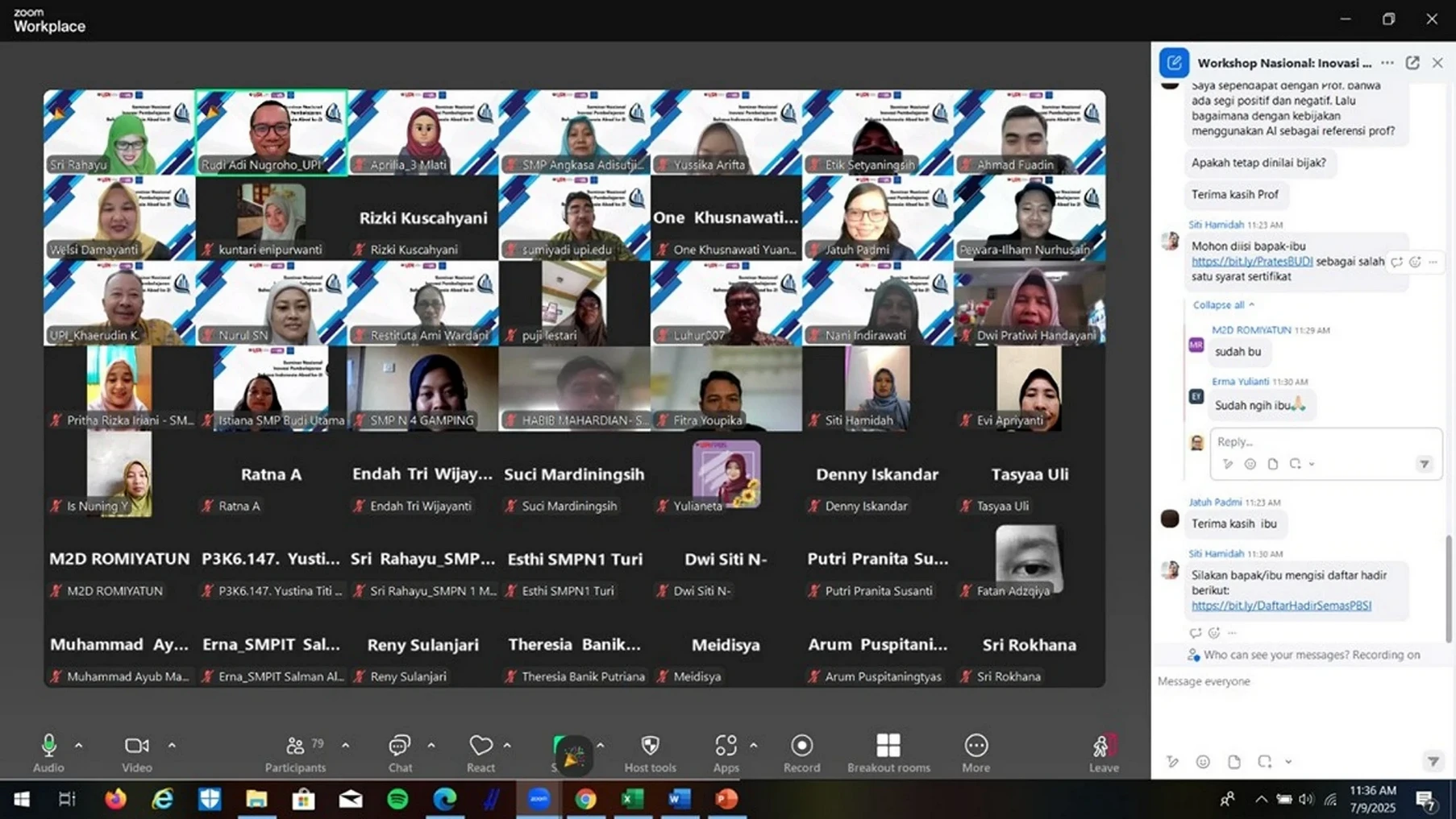 National Seminar held virtually by PBSI FPBS UPI and MGMP Sleman