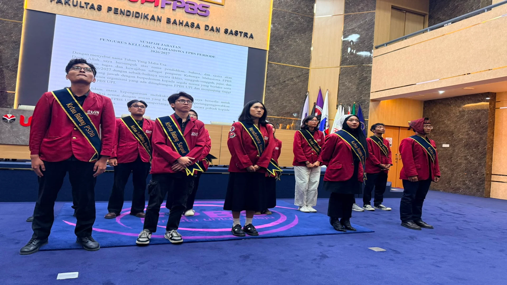 Korean Language Education students inaugurated as KEMA FPBS officers at the FPBS UPI Auditorium